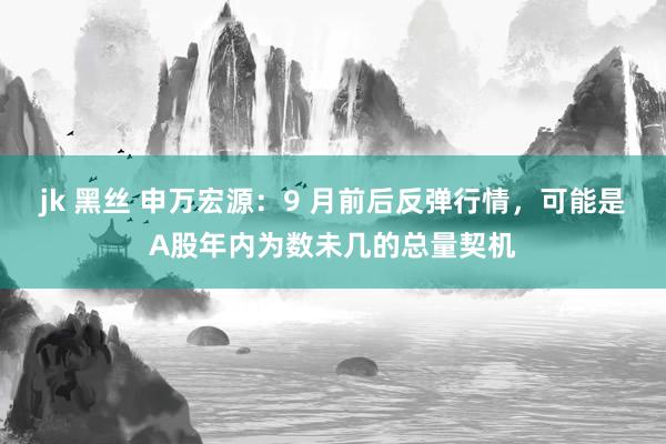 jk 黑丝 申万宏源：9 月前后反弹行情，可能是A股年内为数未几的总量契机