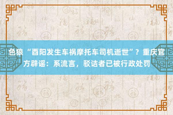 色狼 “酉阳发生车祸摩托车司机逝世”？重庆官方辟谣：系流言，驳诘者已被行政处罚