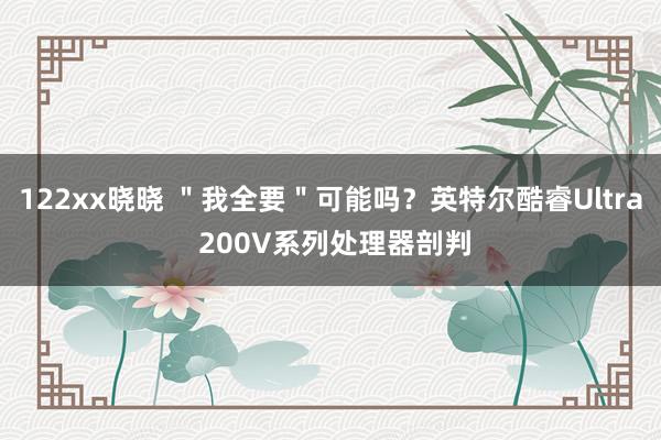 122xx晓晓 ＂我全要＂可能吗？英特尔酷睿Ultra 200V系列处理器剖判