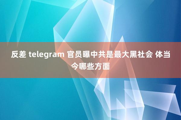 反差 telegram 官员曝中共是最大黑社会 体当今哪些方面